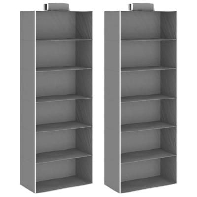 Kledingorganisers hangend 2 st met 6 schappen stof