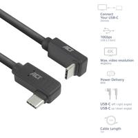 ACT AC7481 USB 3.0 Kabel | 10Gbps 60W USB Type-C® (haaks links/rechts) naar USB Type-C® (haaks boven/beneden) | Zwart | 1 meter - thumbnail