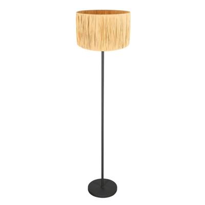Steinhauer Zwarte vloerlampNoor met stro kap - 4439ZW