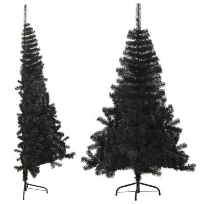VidaXL Kunstkerstboom met standaard half 180 cm pvc zwart
