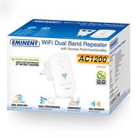Eminent Em4597 Concurrent Ac1200 Dual Band Wi-Fi Repeater, 2 Ethernet-Poorten, 10/100 Mbps, Wit - thumbnail