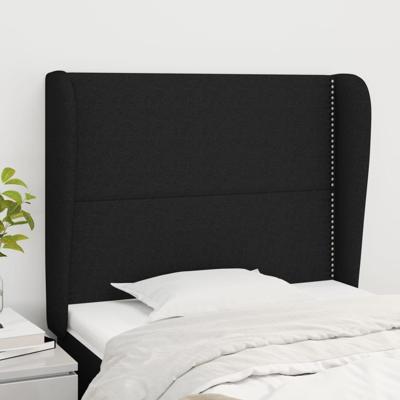 Hoofdbord met randen 83x23x118/128 cm stof zwart