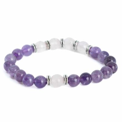 Edelsteen Armband Amethist & Rozenkwarts - 8 mm Edelsteen Armband Amethist & Rozenkwarts - 8 mm