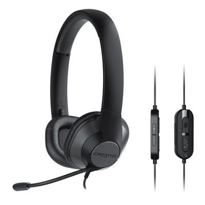 Creative HS-720 V2 On Ear headset Kabel Stereo Zwart, Zilver Volumeregeling, Microfoon uitschakelbaar (mute)