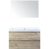 Maxx XL Badmeubelset 100 cm - Craft Oak - Wastafel Just Zonder Kraangat met Spiegel - thumbnail