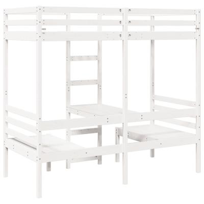Hoogslaper met bureau en stoelen grenenhout wit 90x200cm - thumbnail