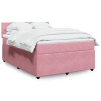 Boxspring met matras fluweel roze 140x190 cm - thumbnail