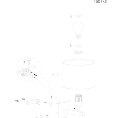 Steinhauer WandlampStang met dimmer zwart en bamboe kapje - 3709ZW