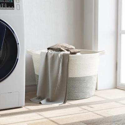 VidaXL Wasmand ø 60x36 cm katoen grijs en wit