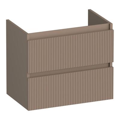 Brauer Joy Wavy - Onderkast Ondiep - 60 cm - met 2 Softclose Lades Greeploos en 1 Sifon Uitsparing - Mat Mokka