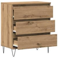 Dressoir artisanaal eikenkleurig 60 x 35 x 70 cm Bewerkt hout - thumbnail