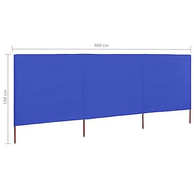 VidaXL Windscherm 3-panelen 400x120 cm stof azuurblauw