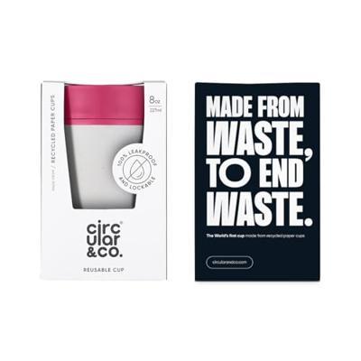 Circular&Co. Koffiebeker - circular cup - grijs/roze - 227 ml