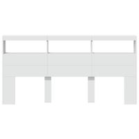 Hoofdbordkast met LED-verlichting 200x17x102 cm wit - thumbnail