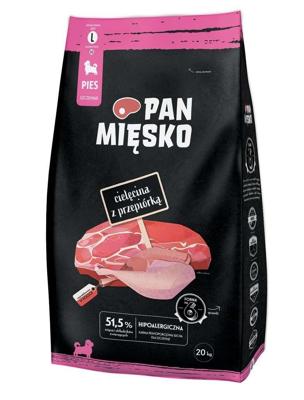 PAN MIĘSKO Veal with quail L puppy - droog hondenvoer - 20kg