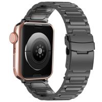 By Qubix - Titanium H-type schakelband - Zwart - Compatible met Apple Watch 38mm / 40mm / 41mm / 42mm - Compatible Apple watch bandjes - thumbnail
