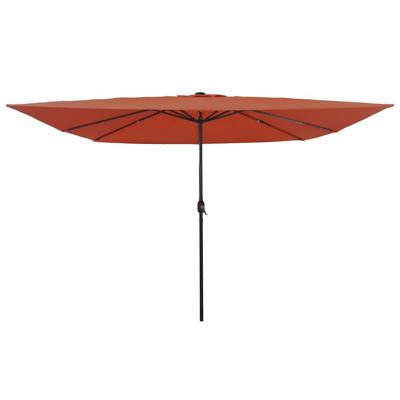 Parasol vierkant met LED-verlichtin 295x245 cm terracottakleur