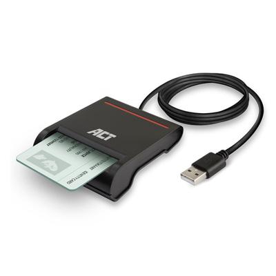 ACT externe usb 2.0 smartcard eid kaartlezer, zwart - thumbnail