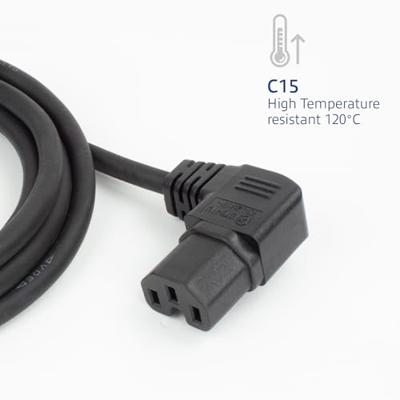 ACT Netsnoer CEE 7/7 male (haaks) - C15 (haaks rechts) IEC60320 zwart 1 m