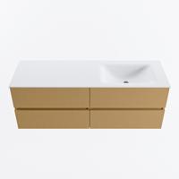 MONDIAZ VICA 140cm badmeubel onderkast Oro 4 lades. Wastafel CLOUD rechts zonder kraangat, kleur Talc. - thumbnail