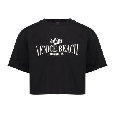 Geisha zomer t-shirt meisjes - cropped venice beach - zwart / off wit