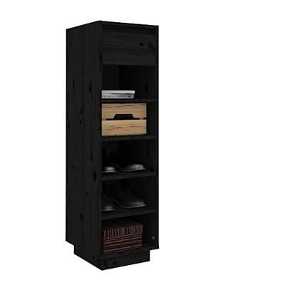 VidaXL Schoenenkast 30x34x105 cm massief grenenhout zwart VidaXL Schoenenkast 30x34x105 cm massief grenenhout zwart