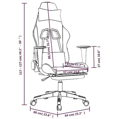 Gamestoel met voetensteun stof zwart en taupe