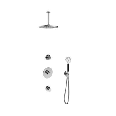 Hotbath Cobber - Inbouw Regendoucheset - Chroom - 2 Stopkranen - Thermostatisch - Plafondbuis 15 cm - Hoofddouche 300 mm - Ronde Handdouche 3 Standen - Waterbesparend