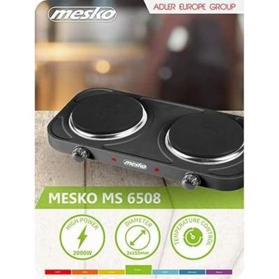 Mesko Home MS 6509 kookplaat Zwart Aanrecht Gesealde plaat 2 zone(s)