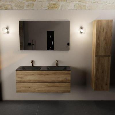 MONDIAZ AIVY 120cm badmeubel Chai, wastafel Urban solid surface dubbel 2 kraangaten (AI-351651URBAN-SI - AI-M120CHDU)