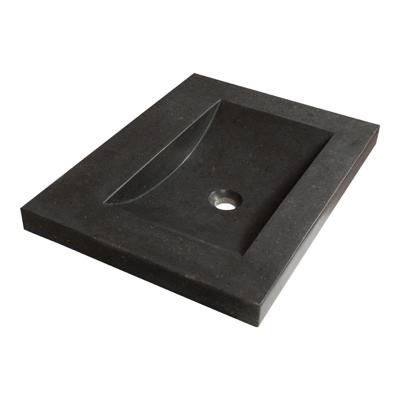 Brauer Magma Wastafel - 60 cm - met 1 Spoelbak en 0 Kraangaten - Natuursteen Basalt Antraciet