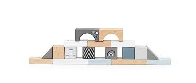 Label Label Houten blokken 50 stuks blauw - thumbnail