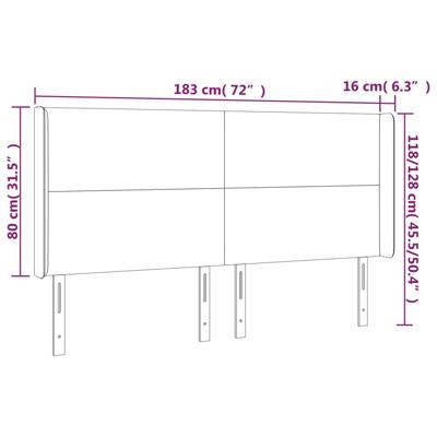 Hoofdbord met randen 183x16x118/128 cm stof donkerbruin