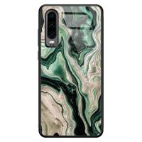 Huawei P30 glazen hardcase - Green waves - thumbnail