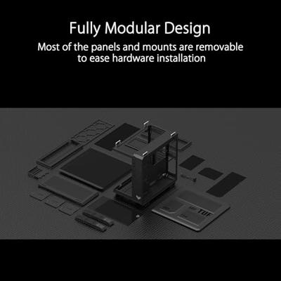 ASUS TUF Gaming GT502 Horizon ATX Mid-Tower Gaming Case (grenzeloos panoramisch ontwerp, dual-chamber, onafhankelijke CPU- en GPU-koelzones, gereedschapsvrije zijpanelen, USB 10 Gbps