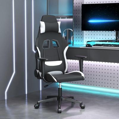 Massage gamestoel stof zwart en wit Massage gamestoel stof zwart en wit