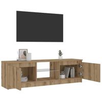 Tv-meubel met LED 120x30x36 cm bewerkt hout artisanaal eiken - thumbnail
