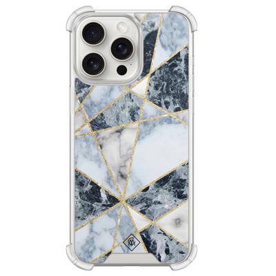iPhone 15 Pro Max shockproof hoesje - Marmer blauw