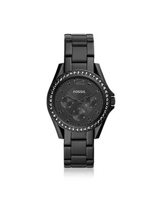 Fossil Dames Riley multifunctioneel zwartkleurig roestvrijstalen horloge ES4519