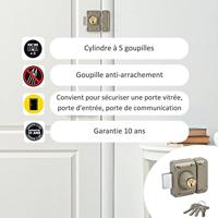 Slot Yale YV25DE-45 Beige Metaal 19,5 x 7 x 14 cm Deuren Ø 23 mm - thumbnail