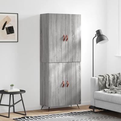 Hoge kast 69,5x34x180 cm bewerkt hout grijs sonoma eikenkleurig