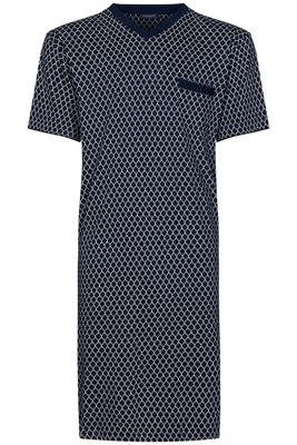 Heren Nachthemd katoen - Blauw met print - Maat S