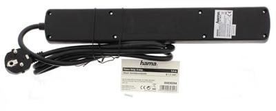 Hama Stekkerdoos 6-voudig met schakelaar, 1.4m Kabel Zwart - thumbnail