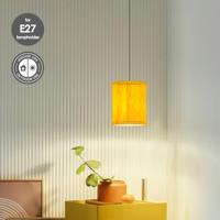 Papieren Gevouwen Lampenkap - Cilindrisch - Geel - ø20 x 24 cm - E27 fitting - Voor Tafellampen - Ontworpen voor woonkamer en eetkamer - thumbnail