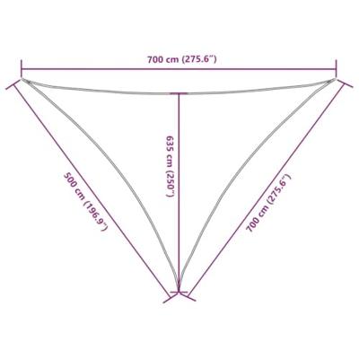 VidaXL Zonnescherm driehoekig 5x7x7 m oxford stof crèmekleurig