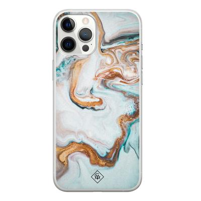 iPhone 12 Pro Max siliconen hoesje - Marmer blauw goud