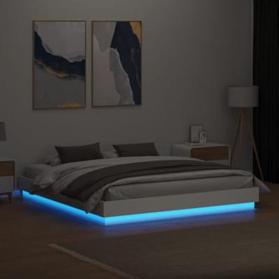 Bedframe met LED-verlichting wit 180x200 cm