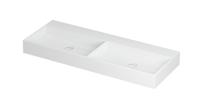 Wastafel United Porselein dubbel zonder kraangat incl. porseleinen click plug en verborgen overloop systeem 120 cm x 45 cm x 11 cm Mat wit 0206122 - thumbnail