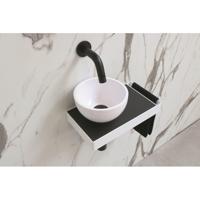 Ink Jazz XS toiletmeubel frame glans wit plateau quartz zwart waskom links polystone 20cm glans wit sw207539/sw207547/sw207570/ - thumbnail