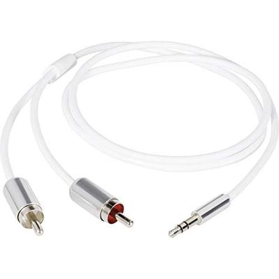 SpeaKa Professional SP-7870524 Cinch / Jackplug Audio Aansluitkabel [2x Cinch-stekker - 1x Jackplug male 3,5 mm] 1.50 m Wit SuperSoft-mantel